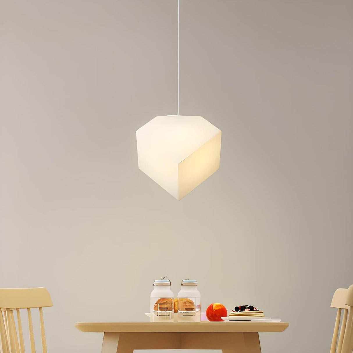 Minimalist Geometric Frosted Glass Dining Room Pendant Light Image - 3