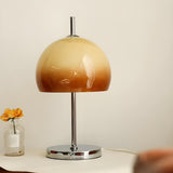 Minimalist Glass Dome Shade Nickel Bedside Table Lamp Image - 1