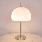 Minimalist Glass Dome Shade Nickel Bedside Table Lamp Image - 2