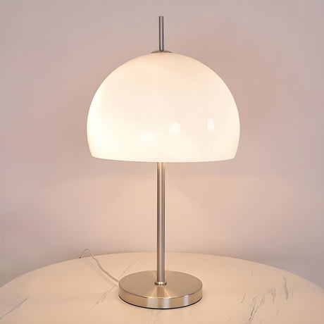 Minimalist Glass Dome Shade Nickel Bedside Table Lamp Image - 2