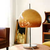 Minimalist Glass Dome Shade Nickel Bedside Table Lamp Image - 5