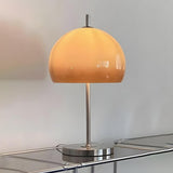 Minimalist Glass Dome Shade Nickel Bedside Table Lamp Image - 8