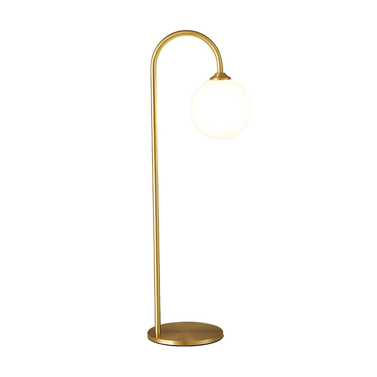 Minimalist Glass Globe Shade Curved Brass Table Lamp Image - 5