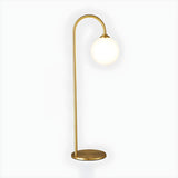 Minimalist Glass Globe Shade Curved Brass Table Lamp Image - 6