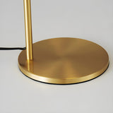 Minimalist Glass Globe Shade Curved Brass Table Lamp Image - 9