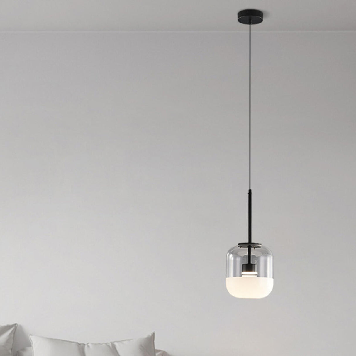 Minimalist Glass Jar Pendant Light LED Third Gear Dimming Image - 1