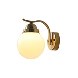 Minimalist Globe Glass Shade Brass Metal Wall Sconce Image - 10