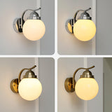 Minimalist Globe Glass Shade Brass Metal Wall Sconce Image - 12