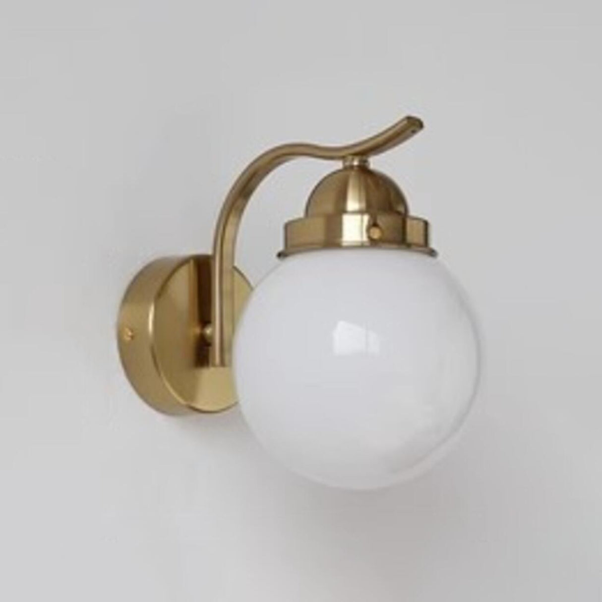 Minimalist Globe Glass Shade Brass Metal Wall Sconce Image - 2