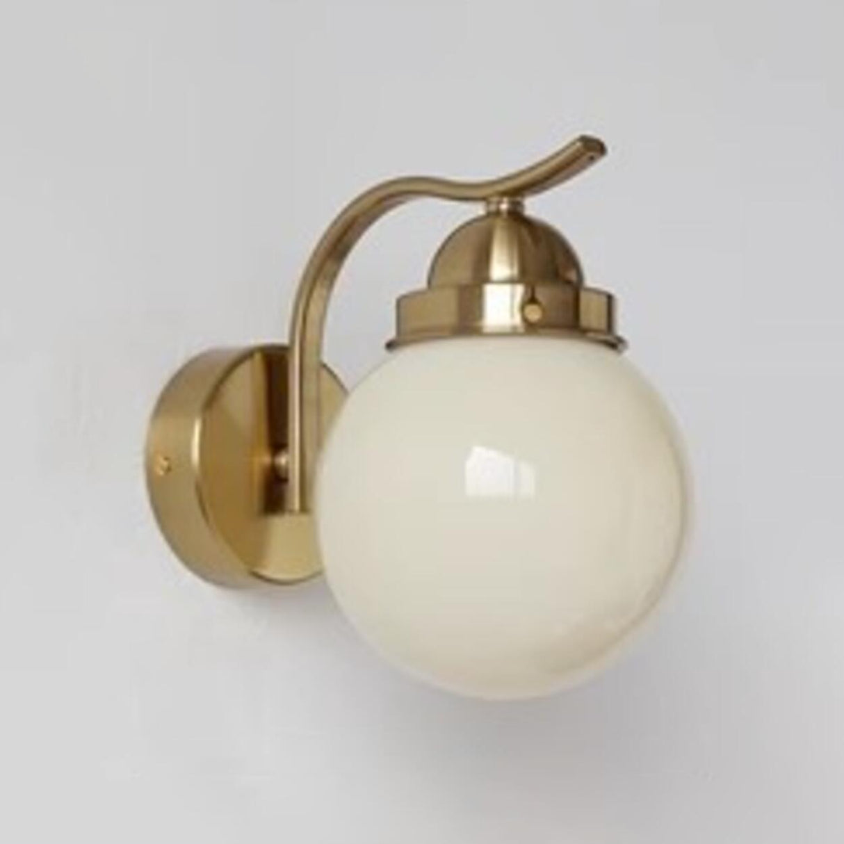 Minimalist Globe Glass Shade Brass Metal Wall Sconce Image - 3