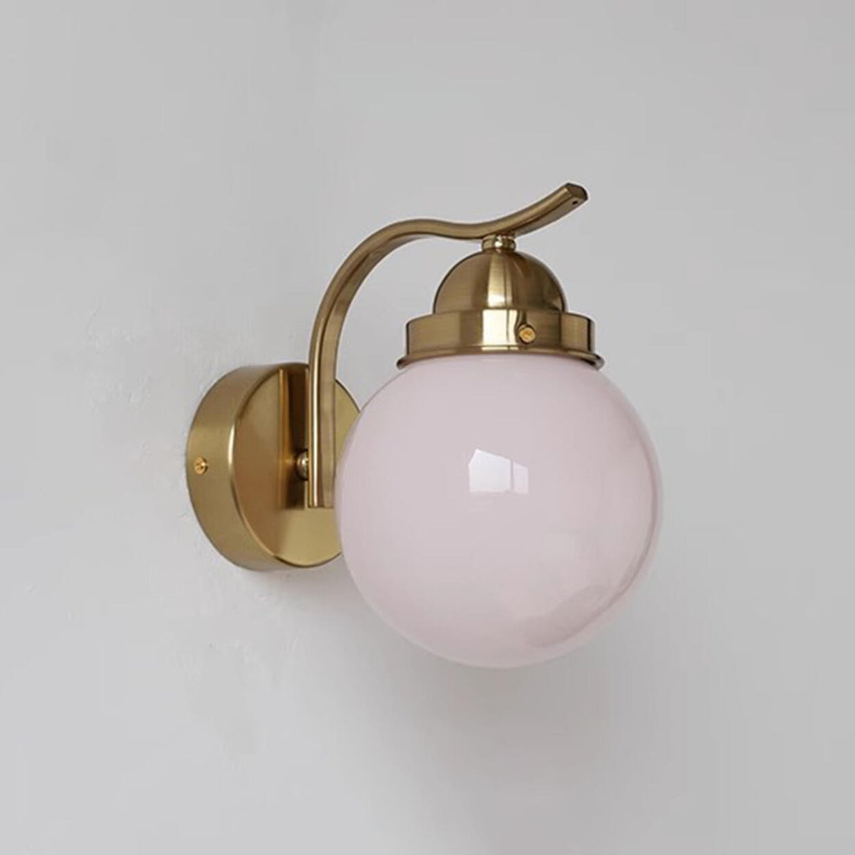 Minimalist Globe Glass Shade Brass Metal Wall Sconce Image - 5