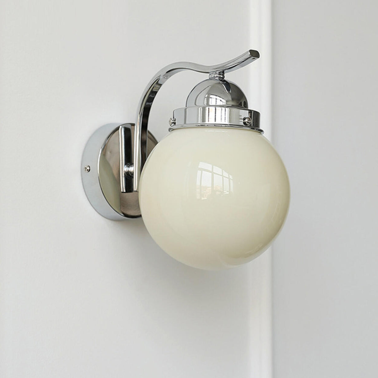 Minimalist Globe Glass Shade Brass Metal Wall Sconce Image - 6