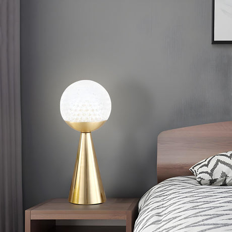 Minimalist Globe Shade Cone Base Geometric Table Lamp Image - 1