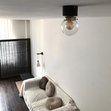 Minimalist Globe Single Bulb Flush Mount Ceiling Light Image - 4