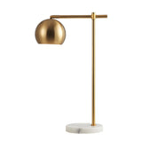 Minimalist Gold Brass Dome Round Marble Base Table Lamp Image - 4