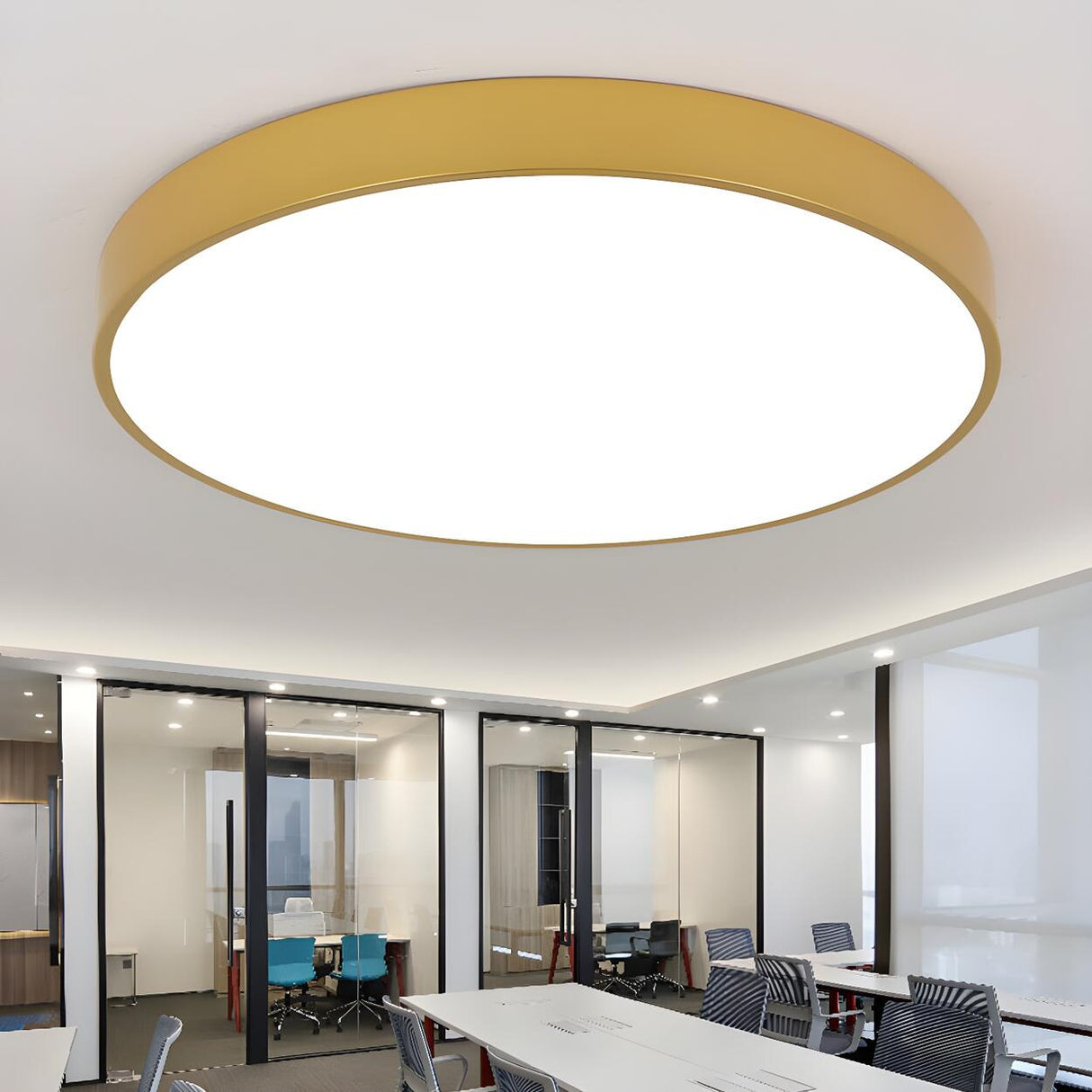 Minimalist Gold Circular Flush Mount Ceiling Light Image - 1