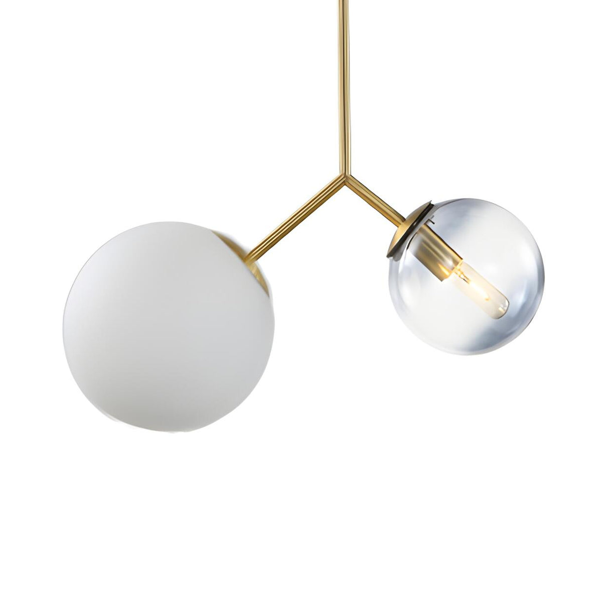 Minimalist Gold Dual Glass Globe Pendant Light Chandelier Image - 3