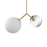 Minimalist Gold Dual Glass Globe Pendant Light Chandelier Image - 3