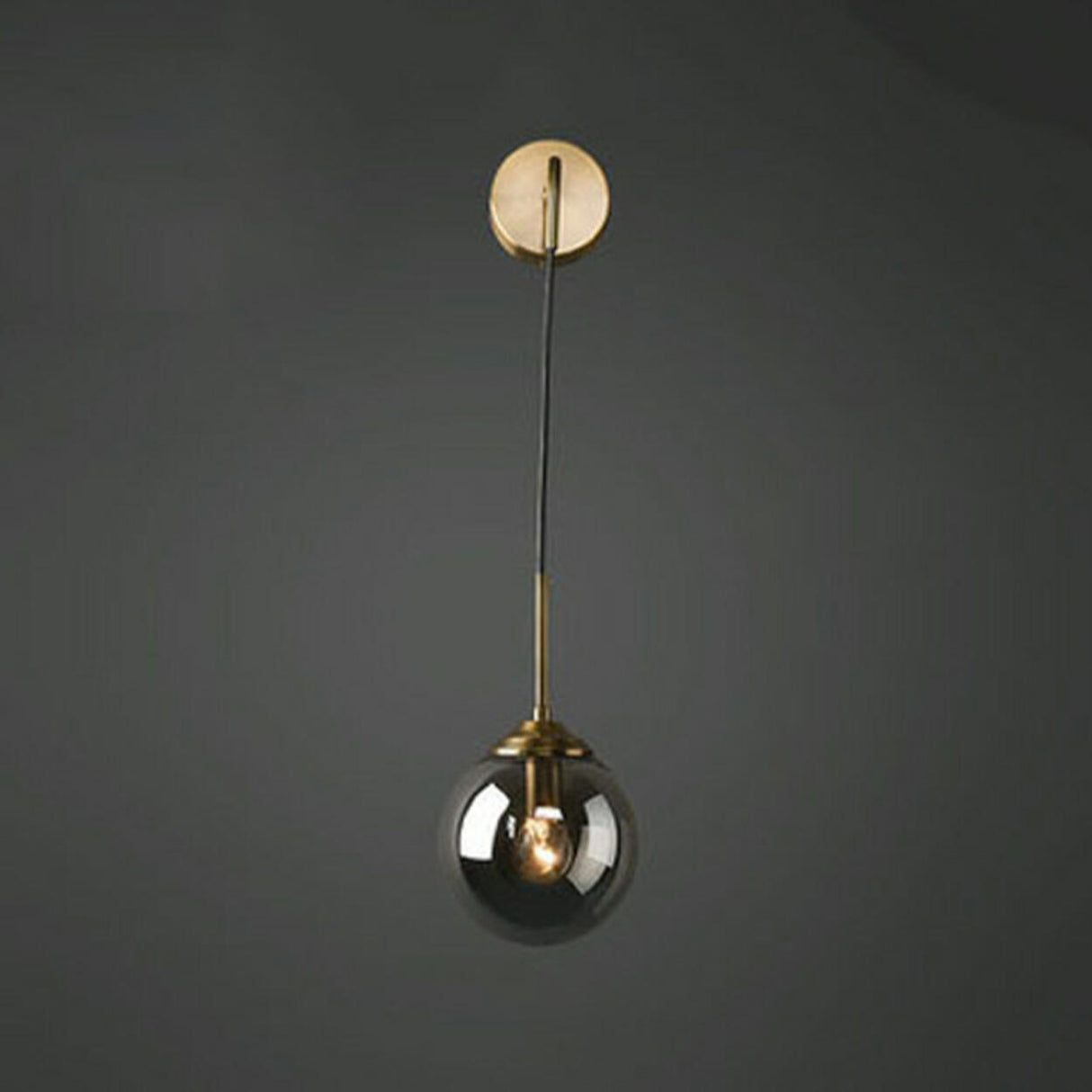 Minimalist Gold Frosted Glass Globe Metal Wall Lamp Image - 10