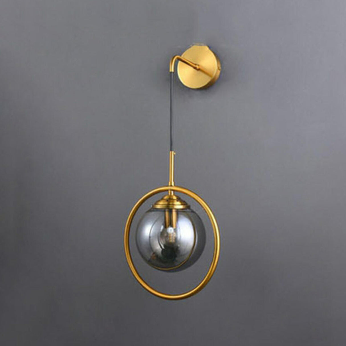 Minimalist Gold Frosted Glass Globe Metal Wall Lamp Image - 11