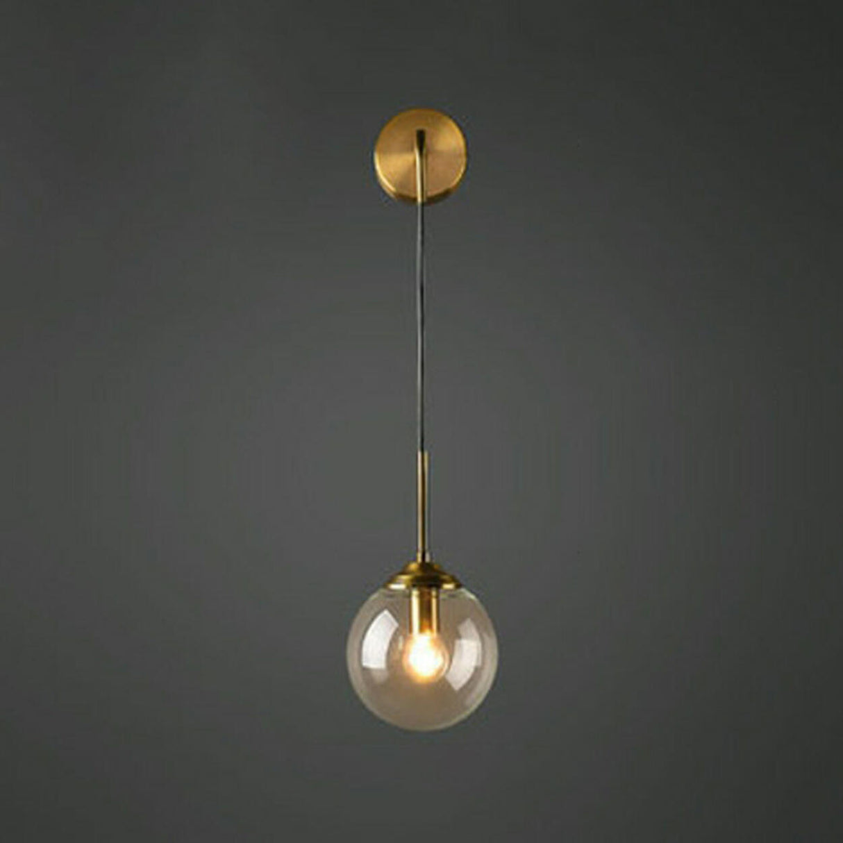 Minimalist Gold Frosted Glass Globe Metal Wall Lamp Image - 12