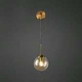 Minimalist Gold Frosted Glass Globe Metal Wall Lamp Image - 12