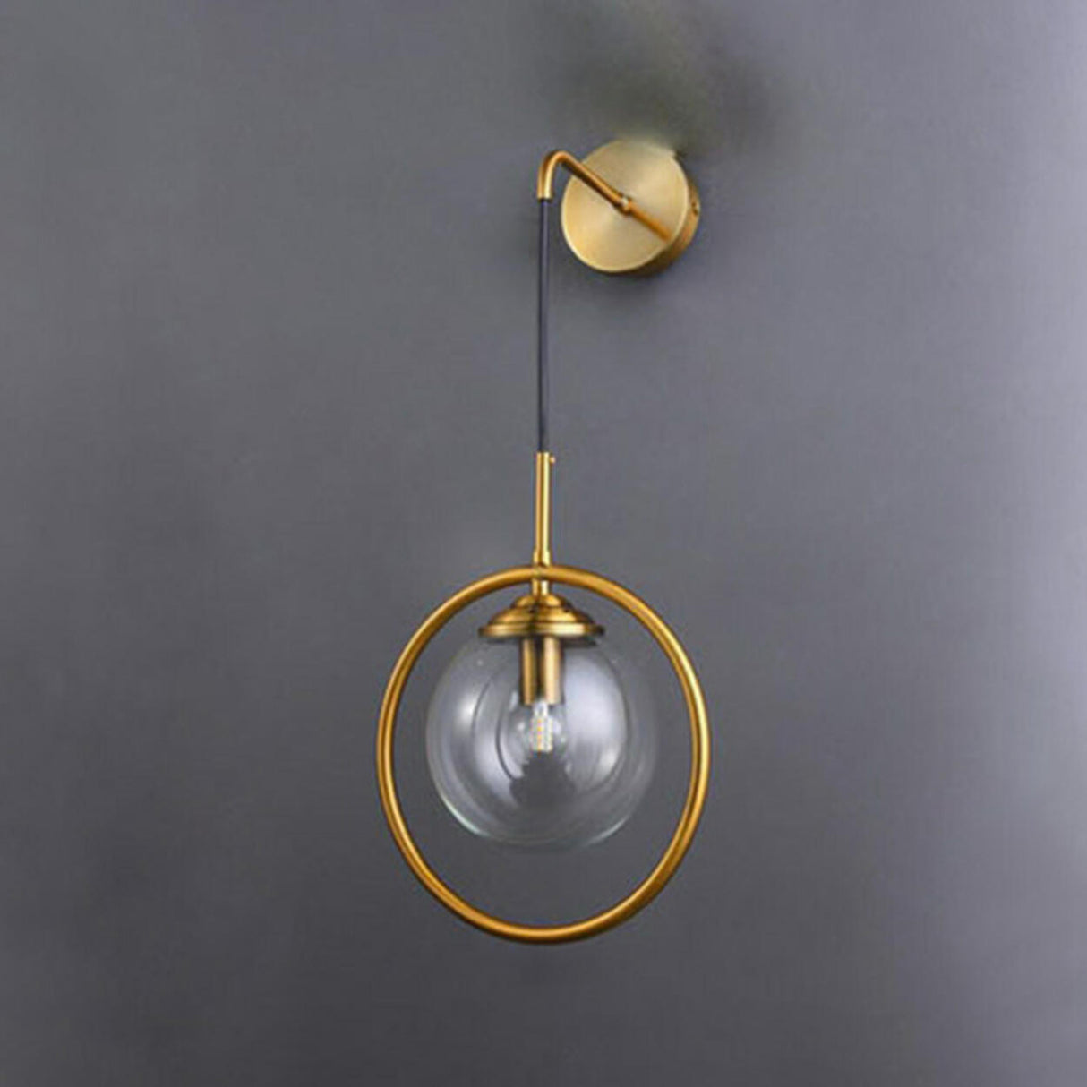 Minimalist Gold Frosted Glass Globe Metal Wall Lamp Image - 13