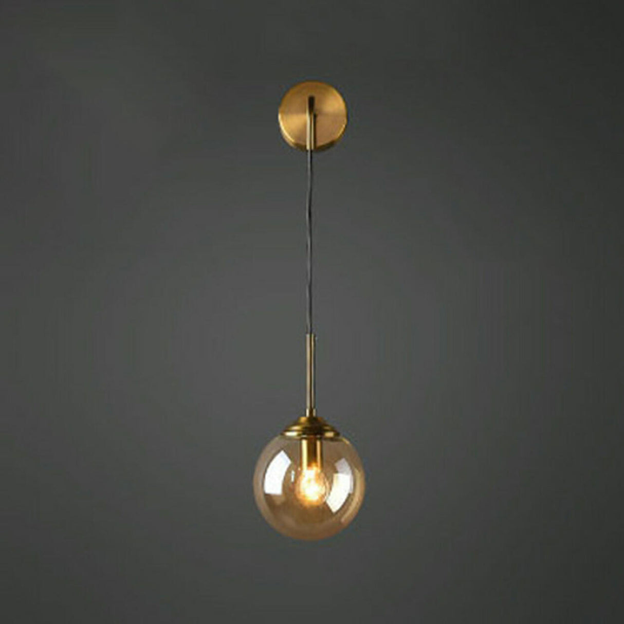 Minimalist Gold Frosted Glass Globe Metal Wall Lamp Image - 14