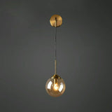 Minimalist Gold Frosted Glass Globe Metal Wall Lamp Image - 14