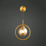 Minimalist Gold Frosted Glass Globe Metal Wall Lamp Image - 15