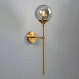 Minimalist Gold Frosted Glass Globe Metal Wall Lamp Image - 16