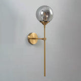 Minimalist Gold Frosted Glass Globe Metal Wall Lamp Image - 17