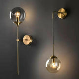 Minimalist Gold Frosted Glass Globe Metal Wall Lamp Image - 18