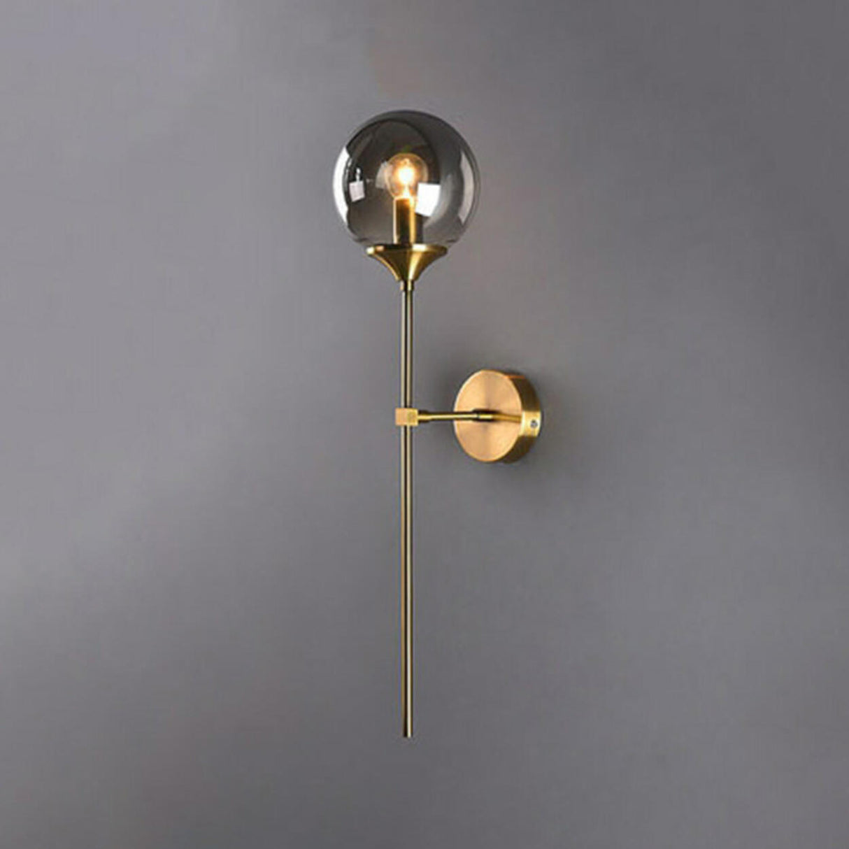 Minimalist Gold Frosted Glass Globe Metal Wall Lamp Image - 2