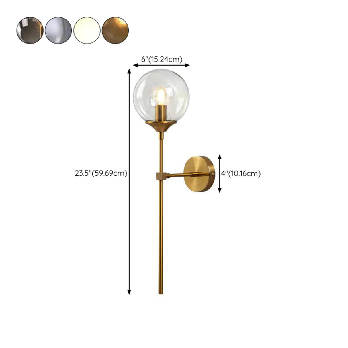 Minimalist Gold Frosted Glass Globe Metal Wall Lamp 