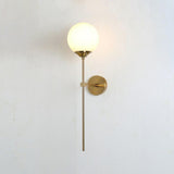 Minimalist Gold Frosted Glass Globe Metal Wall Lamp Image - 3