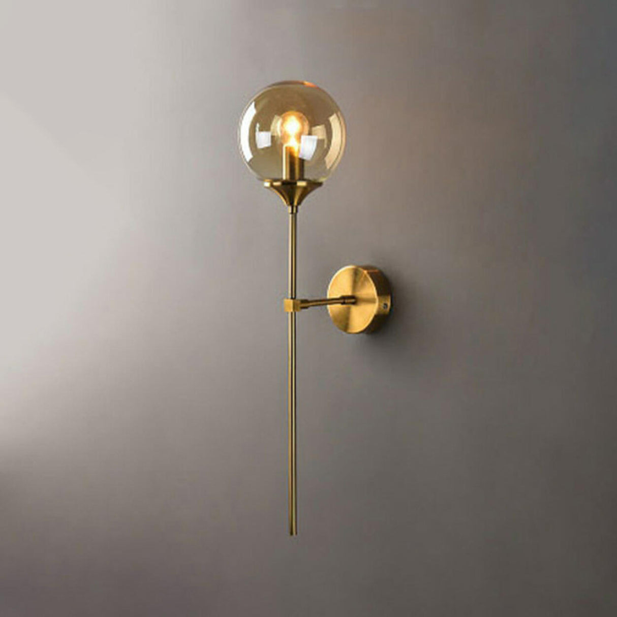 Minimalist Gold Frosted Glass Globe Metal Wall Lamp Image - 7