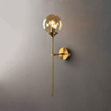 Minimalist Gold Frosted Glass Globe Metal Wall Lamp Image - 7