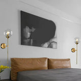 Minimalist Gold Frosted Glass Globe Metal Wall Lamp Image - 8