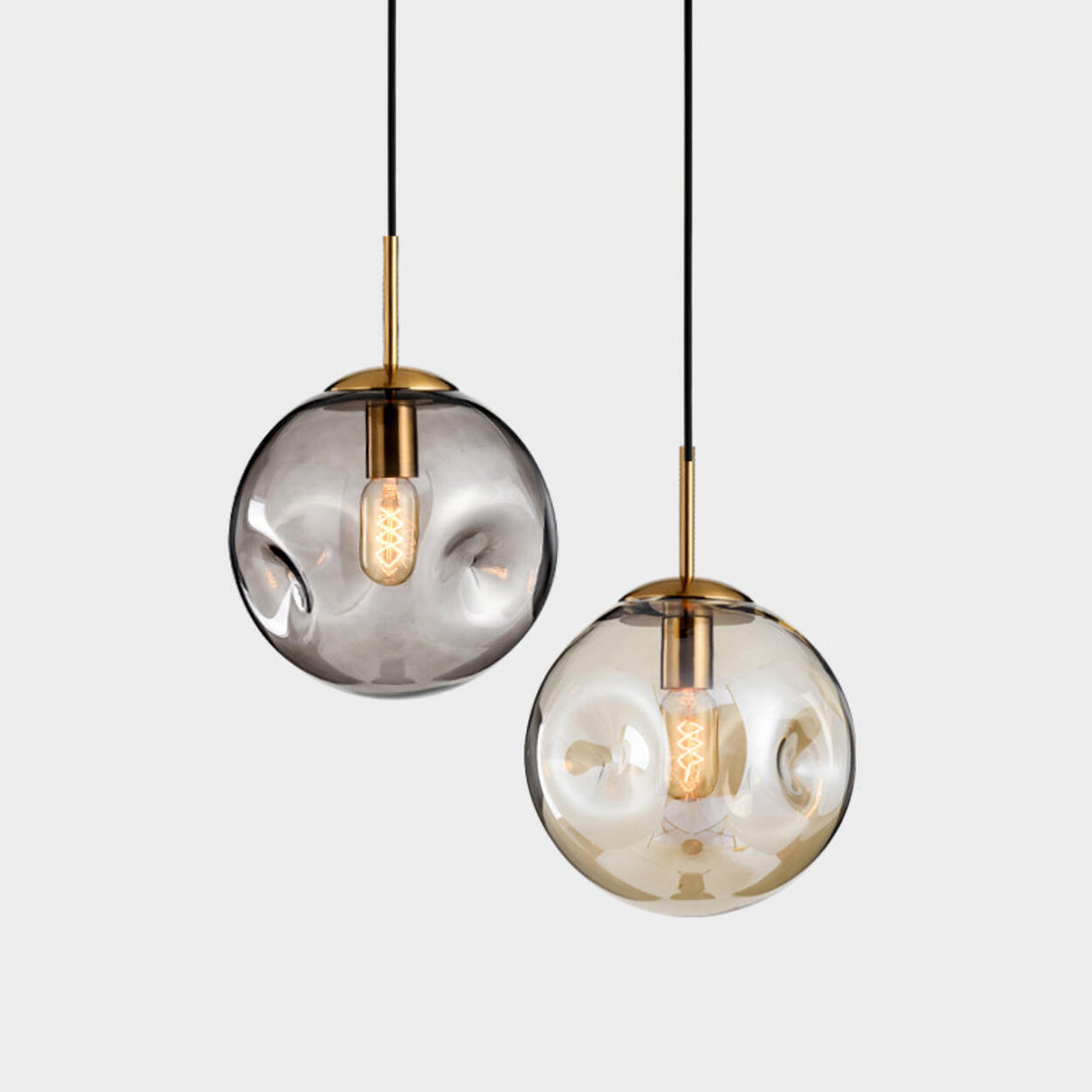 Minimalist Gold Globe Cord Clear Glass Pendant Light Image - 1