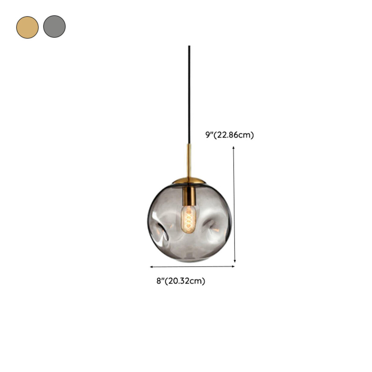 Minimalist Gold Globe Cord Clear Glass Pendant Light 