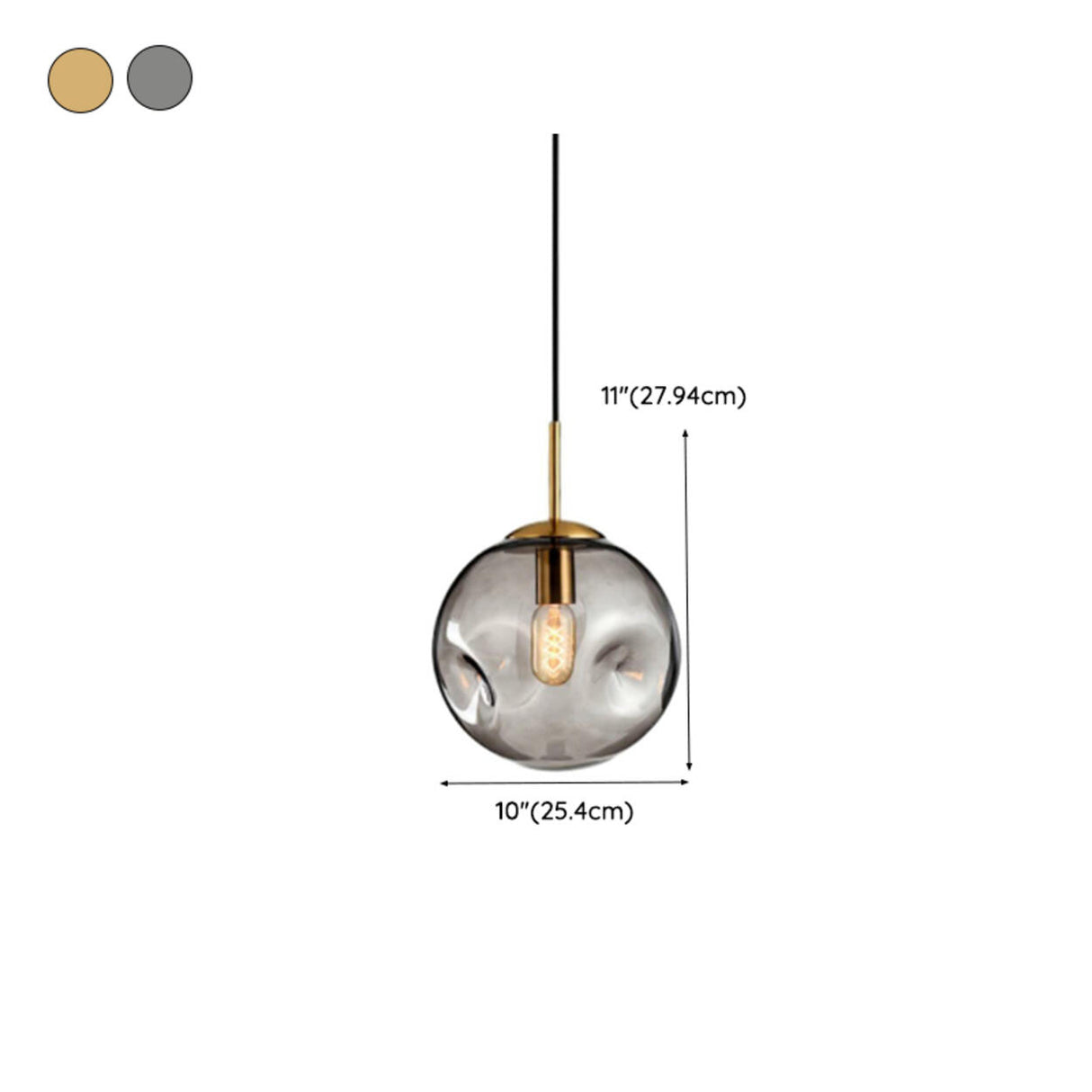 Minimalist Gold Globe Cord Clear Glass Pendant Light Image - 15