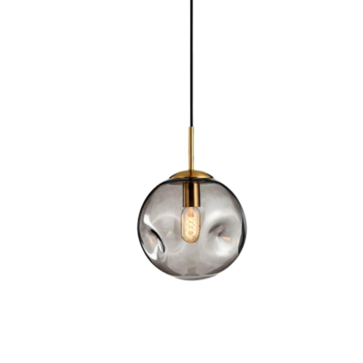 Minimalist Gold Globe Cord Clear Glass Pendant Light Image - 2