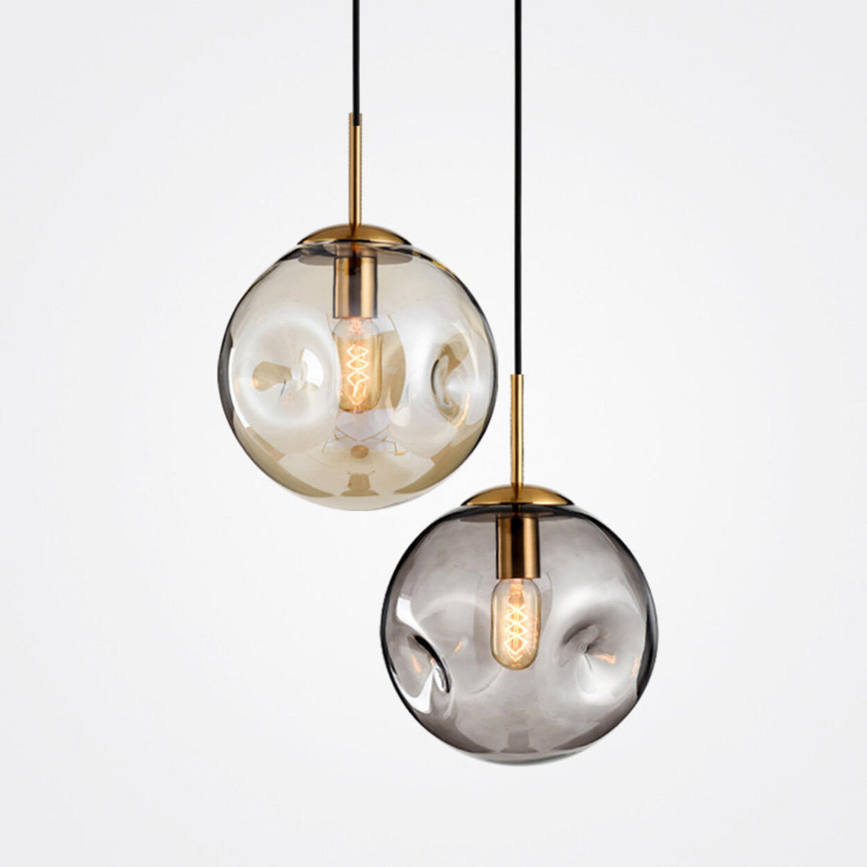 Minimalist Gold Globe Cord Clear Glass Pendant Light Image - 8