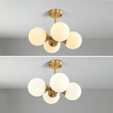 Minimalist Gold Globe Semi-Flush Mount Light 4-Light Image - 10