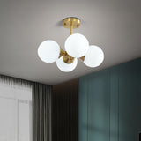 Minimalist Gold Globe Semi-Flush Mount Light 4-Light Image - 4