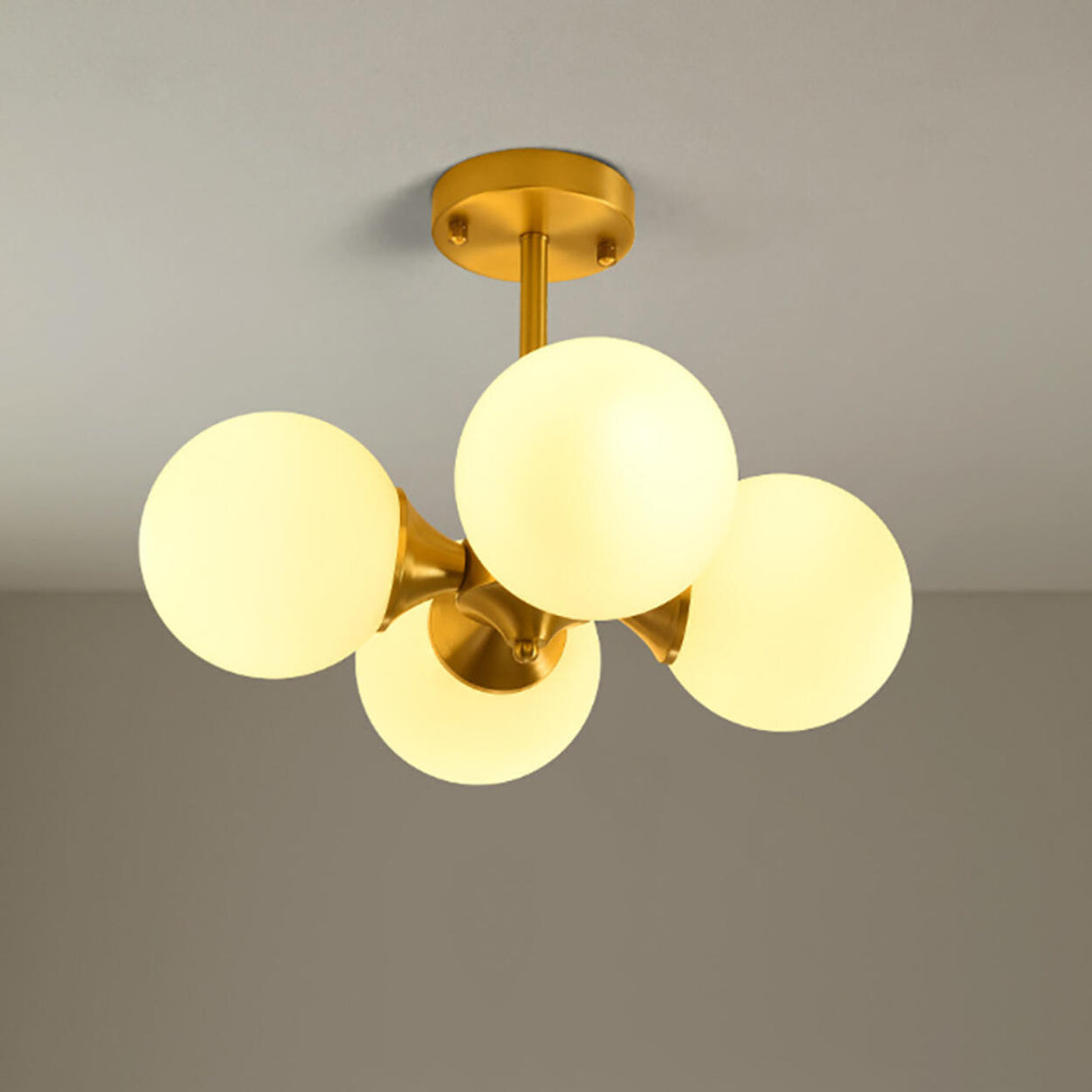 Minimalist Gold Globe Semi-Flush Mount Light 4-Light Image - 7