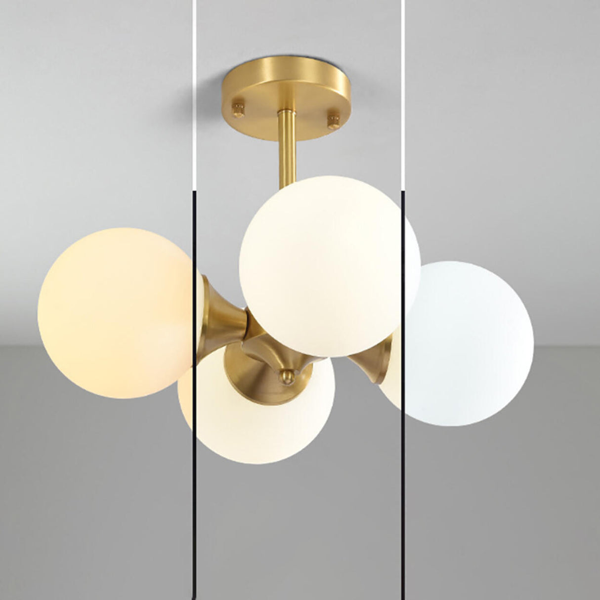 Minimalist Gold Globe Semi-Flush Mount Light 4-Light Image - 8