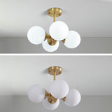 Minimalist Gold Globe Semi-Flush Mount Light 4-Light Image - 9