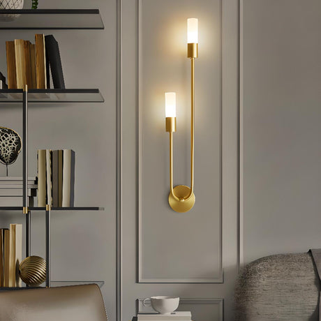 Minimalist Gold Linear Dual Light Wall Sconce Light Image - 1